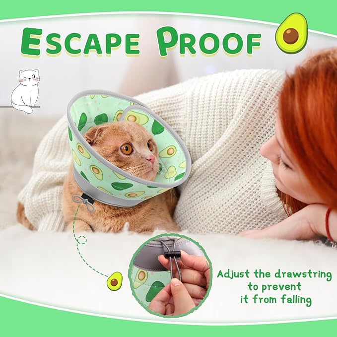Cat Cone Collar Soft to Stop Licking, Adjustable, Foldable Lightweight Kitten Cones After Surgery Recovery for Cats & Kittens, Cat Cone Alternative (Avocado Green, M)