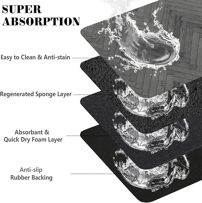 Dog Food Mats for Floors Absorbent, Pet Cat Food Mat - Quick Dry Dog Bowl Mats for Food and Water, Eco-Friendly Boho Pet Supplies