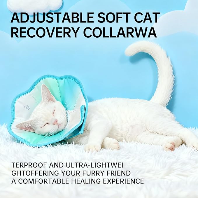 Touchdog Soft Cat Cone Collar, Waterproof Recovery Collar for Cats After Surgery, Lightweight Elizabethan Collar for Kittens, Small to Large