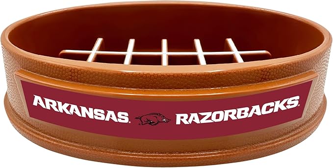 NCAA Super-Bowl - Arkansas Razorbacks Slow Feeder Dog Bowl. Football Design Slow Feeding Cat Bowl for Healthy Digestion. Non-Slip Pet Bowl for Large & Small Dogs & Cats
