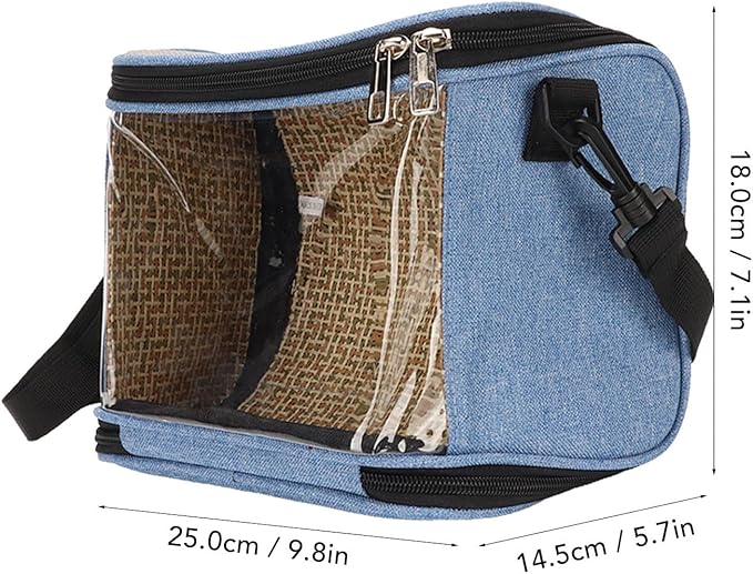 Transparent Bird Carrier Bag, Portable Parrot Travel Cage for Cockatiels and Parakeets, Lightweight Breathable Backpack with Side Pockets and Top Vent Design for Small Birds (Blue)
