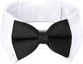 Segarty Dog Tuxedo Collar for Neck Girth 12.6-15.7in, Bow Tie Collar Black Bowtie with Handcrafted Adjustable White Formal Pet Cats Necktie Collars for Medium Large Boy Dog Wedding Grooming Birthday
