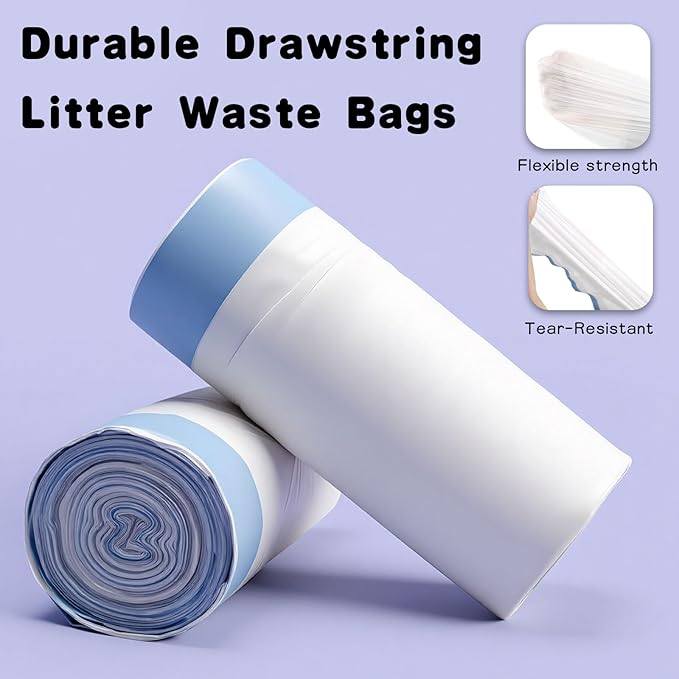 40-Pack Heavy Duty Cat Litter Box Liners for Fumoi & Paruuntys Self-Cleaning Litter Boxes, Leak-Proof Litter Bags with Drawstrings, Extra-Thick Automatic Litter Box Bags