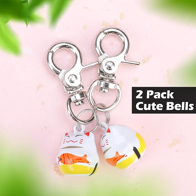 EXPAWLORER Pet Bells for Dog Cat Collar Charm - 2 Pack Cat Collar Accessories Bells Loud, Pet Jingle Ornament Training Pendant Neck Decoration Catching-Fish Shaped, Tracker for Saving Birds