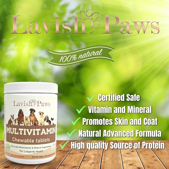 All in One Multivitamin for Dogs - All Natural, Salmon Flavored, 350 Tablets