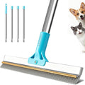 Carpet Rake for Pet Hair Removal Tool, 2 in 1 TPU and Copper Rake Teeth Uproot Clean Hair Remover with 63’’ Adjustable Long Handle, Reusable Cat & Dog Fur Broom for Carpets,Rugs, Mats