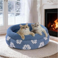 BALANCE Cat Beds for Indoor Cats, Washable Round Cat Bed, Cute 3D Flower Kitten Bed with Anti-Slip Bottom for Puppy and Kitten, 20 Inches, Blue