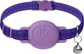 Tile Sticker Holder Cat Tracking Collar (2024) - Breakaway, Reflective Kitten Collar with Bell and Holding Case for Tile by Life360 (Purple)