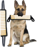 Clysoru Squeaky Tug Toy for Dogs Jute with 2 Strong Handles Lasting Training Equipment Puppy to Large Dog Interactive Toys of War Pull Indestructible Rope Pet Crinkle Teething (Black)