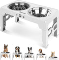 Elevated Dog Bowls for Medium Large Size Dogs, Non-Slip Dog Feeder with 1*Stainless Steel Dishes & 1*Slow Feeder Bowl, 5 Heights Adjustable Raised Bowls to 3.15″-8.66″-9.84″-11.02″-12.2″