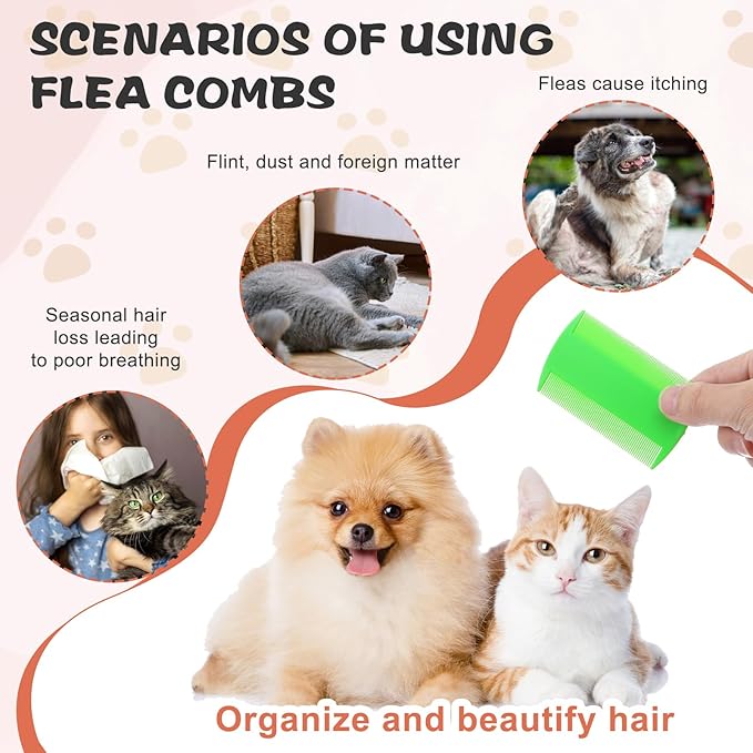 100 Pcs Flea and Tick Grooming Tool - Double Sided Comb for Small Pets, Kittens and Puppies (5 Colors)