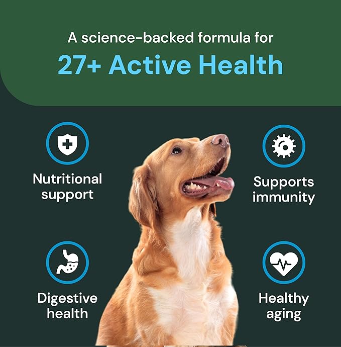 VetriScience Veterinary Strength 27+ Active Health Chews - Comprehensive Dog Multivitamin for Dog Health & Wellness - Digestive Support - Duck Flavor - 60 Count