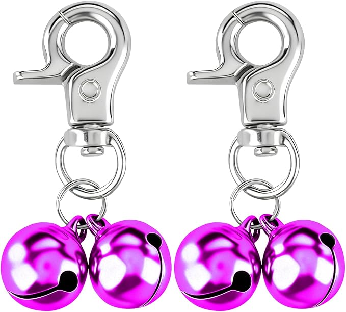 EXPAWLORER Pet Bells for Dog Cat Collar Charm - 2 Pack Cat Collar Accessories Bells Loud, Pet Jingle Ornament Training Pendant Neck Decoration, Tracker for Saving Birds, Purple