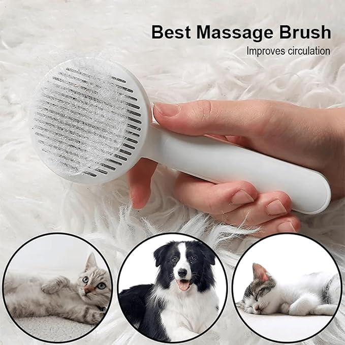 Cat Grooming Brush Slicker Brush for Pet Self Cleaning Hair Removal with Stainless Steel Needles Shedding & De-Matting Tool Hair Remover for Pet Dogs Cats (Blue)