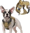 rabbitgoo Tactical Dog Harness for Small Dogs, No Pull Military Service Vest with Handle & Molle, Easy Control for Training Walking, Adjustable Reflective Straps, Brown, S