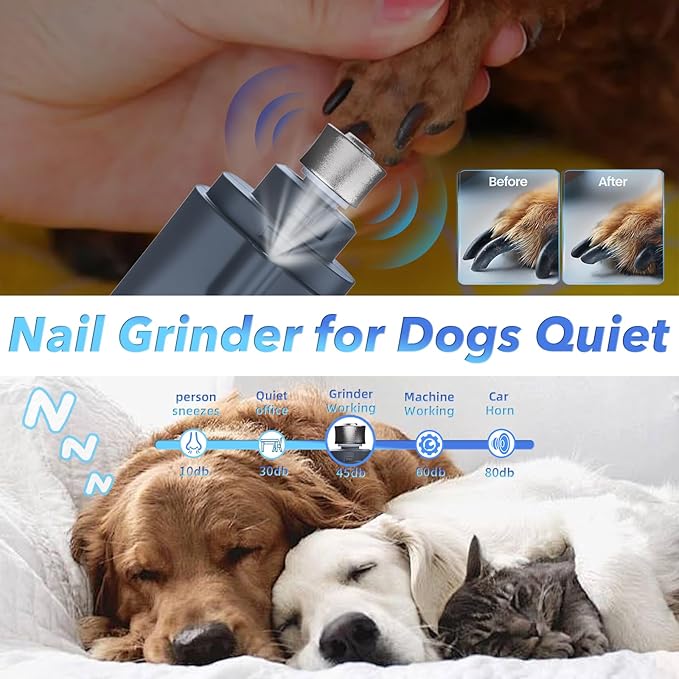 2-in-1 Cat Nail Clippers & Dog Nail Clippers Trimmers for Large Medium Small Dogs Cats Claw Trimmer Quick Sensor and Safety Guard USB Rechargeable with 2 LED Lights Dogs Nail Trimmer