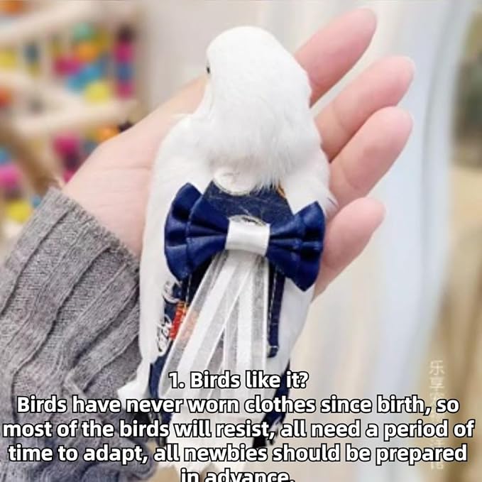 Bird Diaper Cockatiel Clothes Flight Suite, Reusable Parrot Nappy with Waterproof Inner Layer, Cute Pigeon Pants Urine Wet Suit Costume for Conure Macaw (Blue A,M)