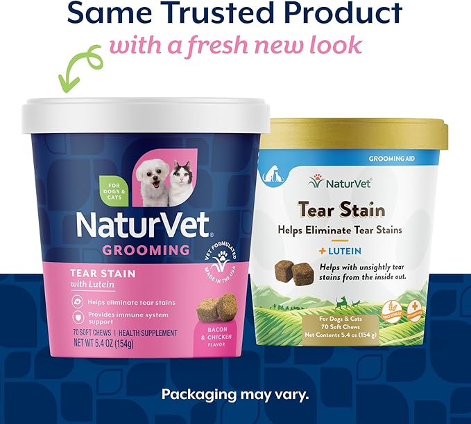 NaturVet – Tear Stain Plus Lutein – Eliminates Unsightly Tear Stains – Enhanced with Cranberry Extract, Marshmallow Root & Oregon Grape Root – for Dogs & Cats – 70 Soft Chews