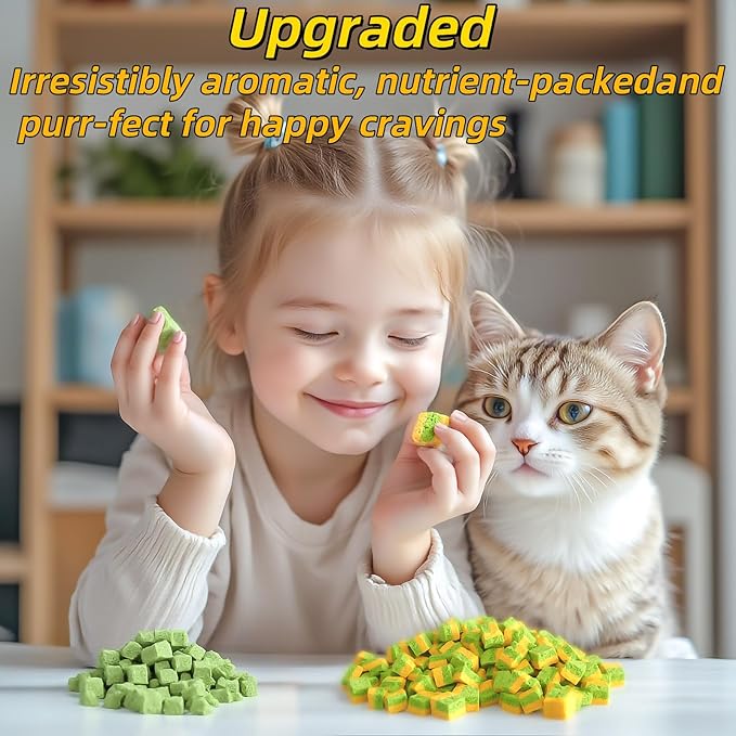 Cats Grass Treats 60g/2.12oz Edible Cat Chew Toys Freeze Dried 2 in 1 Kitten Snack Hairball Removal Lickable Catnip for Teeth Cleaning Fish Oil Chicken Flavored Food for Indoor Kitty Dog Sticks