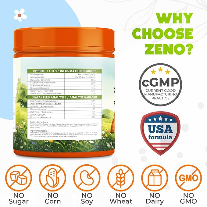 ZENO Hemp Calming Chews for Cats Anxiety 300 pcs - Feline Anxiety Relief with Melatonin - for Stress, Travel, Check-up, restlessness or Separation - Crunchy & Creamy Salmon Cat Calming Treats