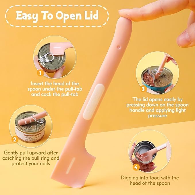 Cat Food Spoon - 4Pcs Cat Spoons for Wet Food Cat Food Spatula, Cat Can Opener Dog Spoon Pet Food Spoon for Cat Dog Pet