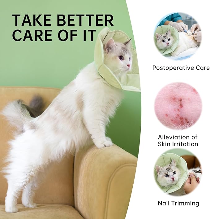 Touchdog Soft Cat Cone Collar, Waterproof Recovery Collar for Cats After Surgery, Lightweight Elizabethan Collar for Kittens, Small to Large