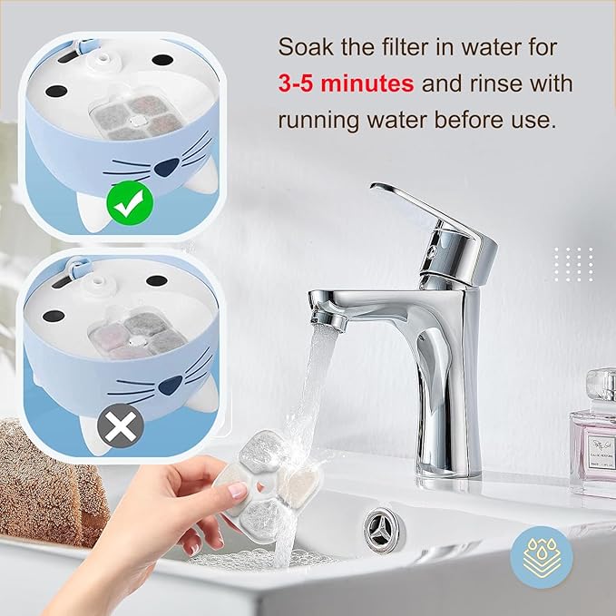 16 Pack Cat Water Fountain Filter Replacement Compatible with Catit PIXI Cat Drinking Fountain, Cat it Water Filters Keep Your Pet Healthy and Hydrated (16+3)