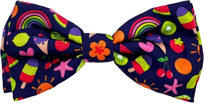 Huxley & Kent Pet Bow Tie for Dogs & Cats - Summer Theme Adjustable Hook & Loop Collar Accessory - Cute & Comfortable for Holidays & Celebrations - Summer Icons, Large