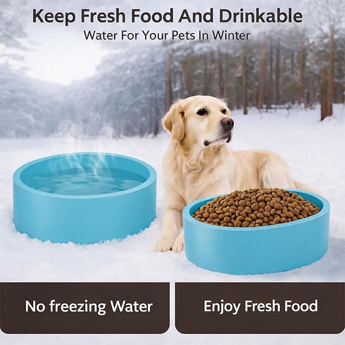 Large Heated Water Bowl for Dog & Cat, Outdoor Heated Dog Bowl with Chew Resistant Power Cord, Waterproof Heated Pet Bowl Smart Thermal-Dish in Winter for Dog Cat Chicken Birds, 108 OZ UL Certified