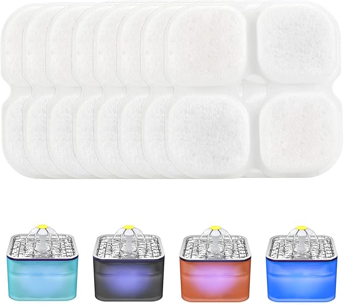 Wonder Creature Cat Water Fountain Filter Replacement, 6/8/6+6/12+12 Pack for Crystal Cat Fountain, 3L/101oz Pet Water Dispenser Filters (8 Pack)