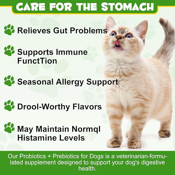 Probiotics for Cats - Cat Probiotic Powder Digestive Supplement with Digestive Enzymes & Prebiotics for Cats Support Gut Health, Seasonal Allergies & Immune System, Cat Health Supplies Powder - 120g