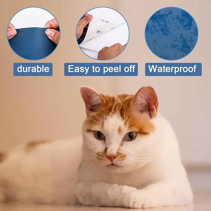 6pcs Cat Nail File Scratching Strips, 3 Sizes Blue 120 Grit Claw Sandpaper Nail File for Cats Scratch Pad Reliable Rounded Corners Cat Scratcher for Furniture Flat Surface Cat Litter Box