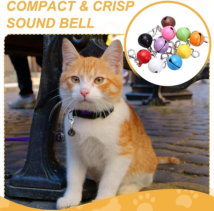 Cat Bell, Small Matte Pet Copper Bell Collars Charm with Lobster Buckle Loud Crisp Sound Anti-Lost Pendant Accessory