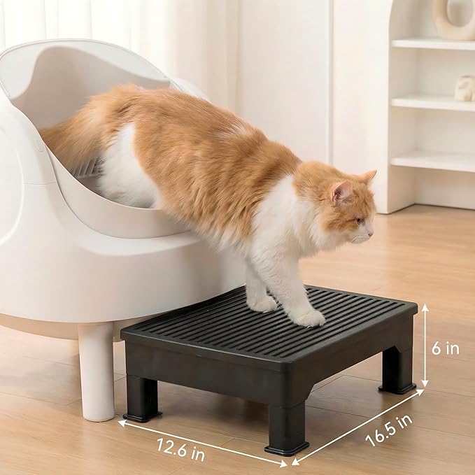 Cat Litter Box Step Ramp – Adjustable 3.5" & 6", Large 16.5"x12.6" Non-Slip Litter Trapper Platform Reduces Tracking, Fits Automatic Litter Boxes, for Kittens & Senior Cats