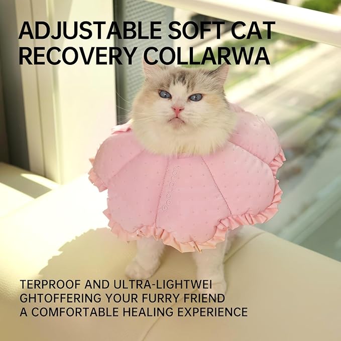Touchdog Soft Cat Cone Collar, Waterproof Recovery Collar for Cats After Surgery, Lightweight Elizabethan Collar for Kittens, Small to Large