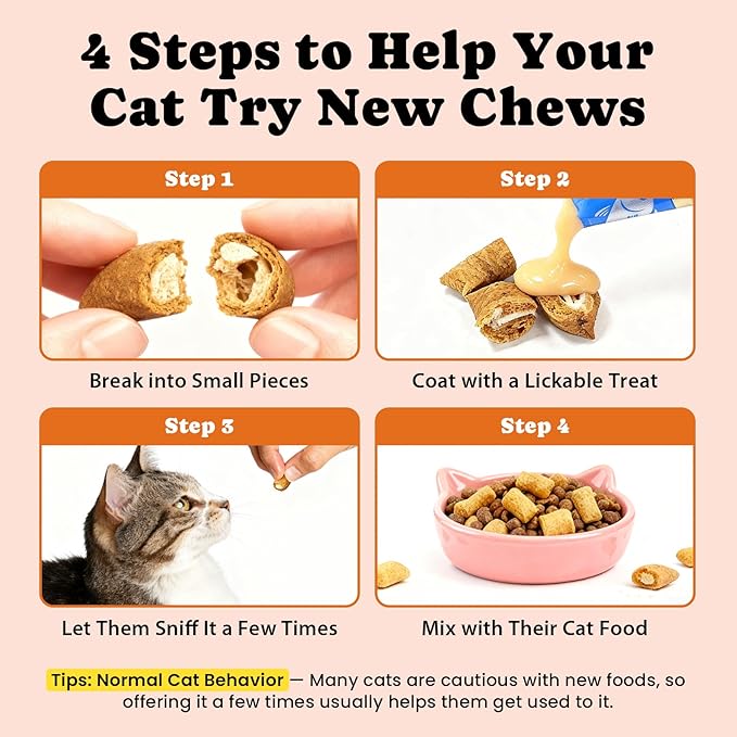 Cat Vitamin Treats with L-Lysine & Taurine – 12 Essential Vitamins & 5 Minerals, Cat Multivitamin Supplement for Immune, Joint & Skin Support, Daily Health Formula for Indoor & Senior Cats – 450 Chews