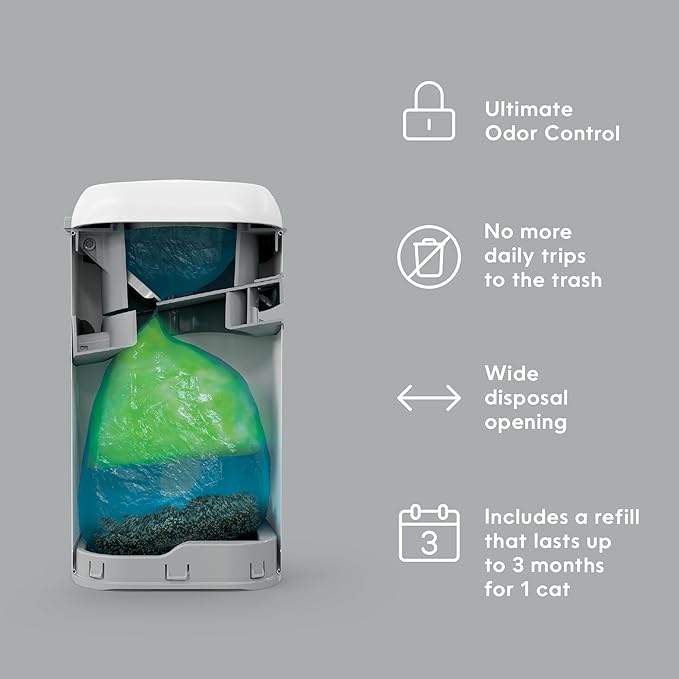 Litter Genie Platinum Pail Made of Durable Stainless Steel Includes 1 Easy Roll Refill