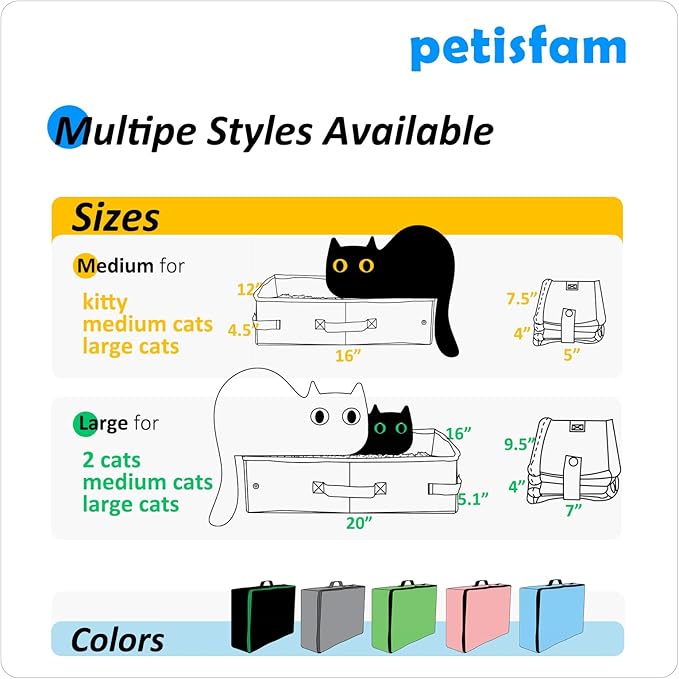 Travel Light with Covered Portable Cat Litter Box Without Any Mess. Ultra-Lightweight, Stop Lugging a Hard Litter Box. Keep Everything Contained. Ideal for Hotel Stays, Car Trips, Flights
