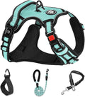 NESTROAD No Pull Dog Harness,Adjustable Oxford Dog Vest Harness with Leash,Reflective No-Choke Pet Harness with Easy Control Soft Handle for Medium Dogs(Medium,Turquoise)
