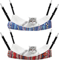 Jetec 2 Pieces Reversible Cat Hanging Hammock Soft Breathable Pet Cage Hammock with Adjustable Straps and Metal Hooks Double Sided Hanging Bed for Small Dogs Rabbits(Ethnic Pattern,M)