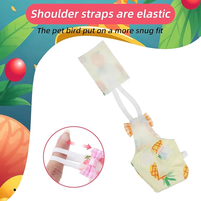 7 Pcs Bird Diaper - Reusable Parrot Diaper with Waterproof Inner - Cute Chicken Pants Pet Diapers Nappy for Parakeet, Cockatie,l Mini Macaw, Canary, Pet Chicken & Duck