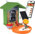 Smart AI Bird Feeder with Camera,2.5K HD Live View,Solar Powered,Instant Birds Species Recognition,Real Time Alerts,Wireless Birdhouse with Night Vision,Ideal Gift,Green
