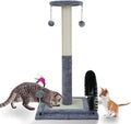 ROYPET Multifunctional Cat Scratching Posts for Indoor Kittens,Cat Scratching Posts for Play and Activity,Scratching Posts with Feather Toys, Hanging Balls and Self-Grooming Brush,Grey