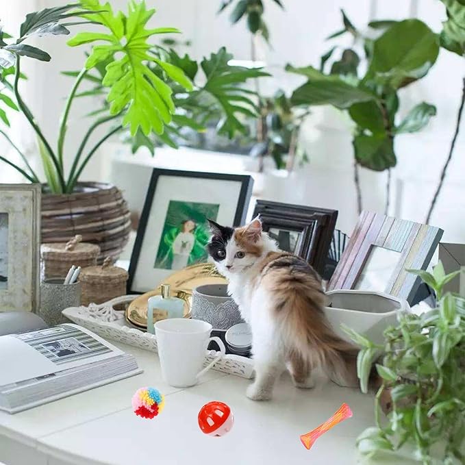 46 PCS Cat Toys for Indoor Cats, Kitten Toys with Cat Spring Toy, Mint Catnip with Crinkle Mouse Ball for Indoor Cats Kittens Exercise