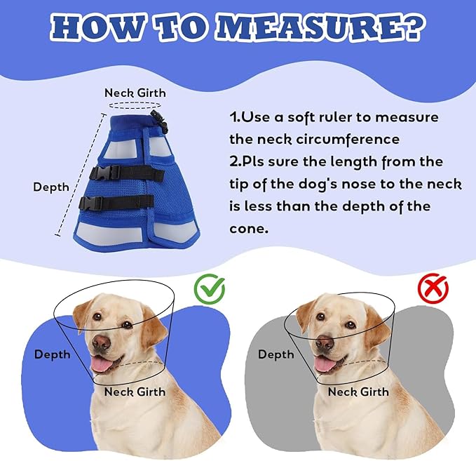 Soft Dog Cone for Dogs After Surgery,Foldable Dog's Cone Collar,Adjustable E Collar Alternative to Stop Licking,Pet Cones for Dog,Doggy Surgery Collar,Dogs Recovery Collars & Cones,Blue,L