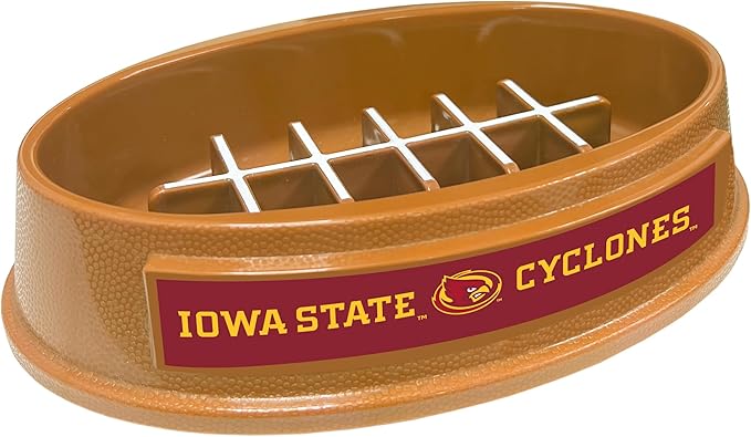 NCAA Super-Bowl - Iowa State Cyclones Slow Feeder Dog Bowl. Football Design Slow Feeding Cat Bowl for Healthy Digestion. Non-Slip Pet Bowl for Large & Small Dogs & Cats