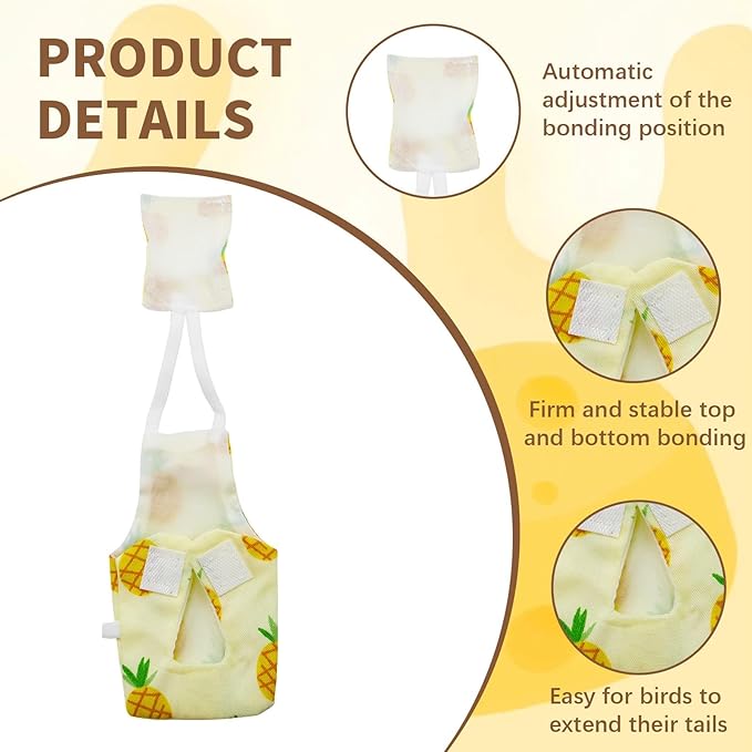 6 PCS Bird Diaper, Parrot Diaper Flight Suit, Cute Pigeon Pants, Waterproof Inner, Reusable, Suitable for Conure, Lovebird‌‌, Parakeet‌, Budgerigar, Pet Chicken&Duck, Guinea Pig