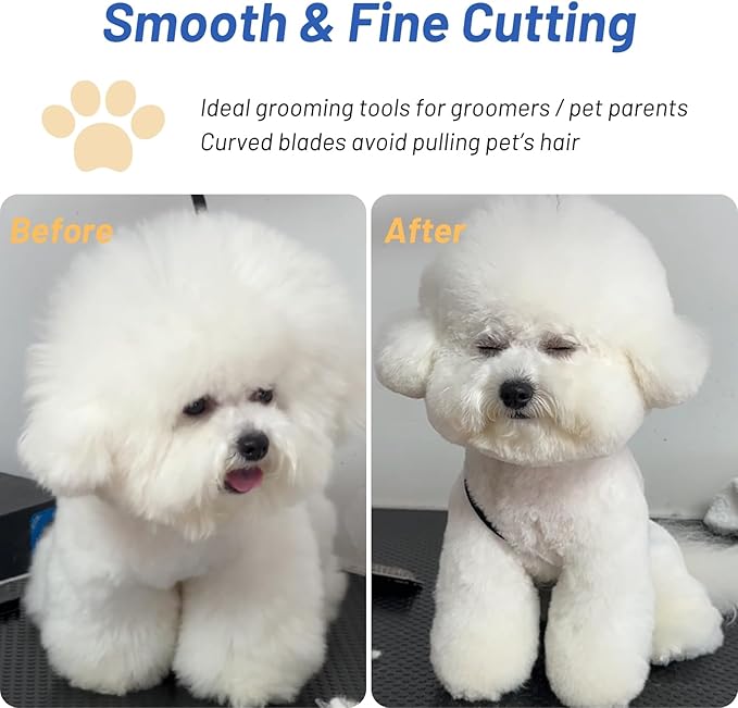 8inch Curved Dog Grooming Scissors Professional, Japanese VG10 Steel Sharp Pet Trimming Shears, 30 Degree Bend Cat Dog Scissors for Grooming Face and Paws Groomers, with CNC Screw & Ergonomic Handle