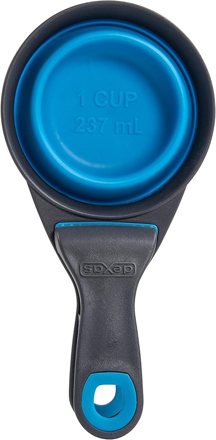Dexas Pets Collapsible KlipScoop Collapsible Dry Dog Food Scoop and Dog Food Bag Clip, 1 Cup Capacity, Pro Blue (Pack of 2)