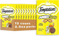 Temptations Jumbo Stuffed Cat Treats, Crunchy and Soft Cat Treats, Tasty Chicken Flavor, 2.5 oz. Pouch (Pack of 12)